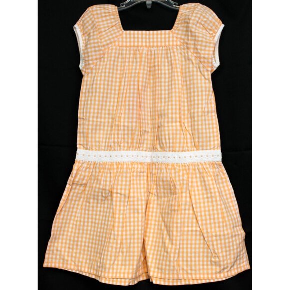 2006 Gymboree Freshly Picked Orange Gingham Dress Drop Waist sz 7 Daisies Summer - Picture 5 of 9